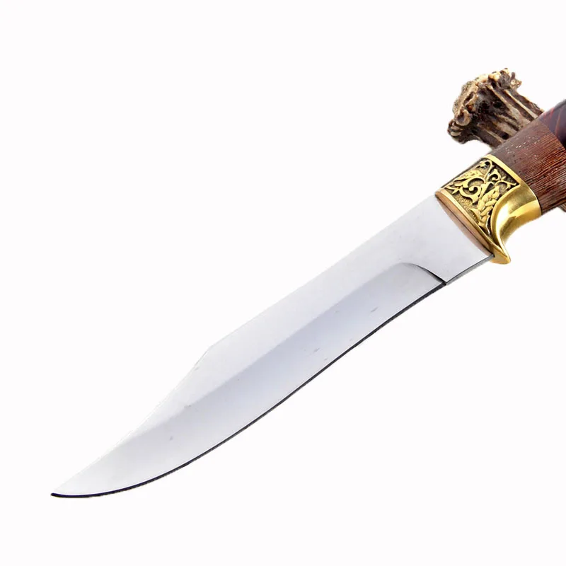 DuoClang 440c Steel Tactical Survival Fixed Blade Knife Brass+ Wenge+ Resin Handle Hunting Knives Exquisite Workmanship