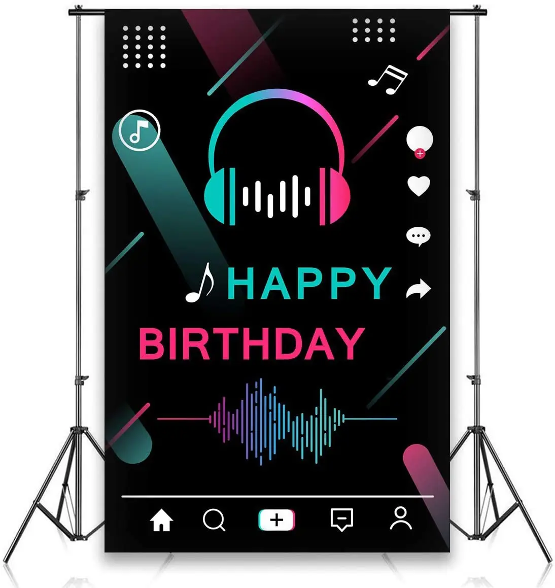 

Musical Theme Photography Backdrop Happy Birthday Party Decorations For Girls Sweet Banner Music Social Media Background