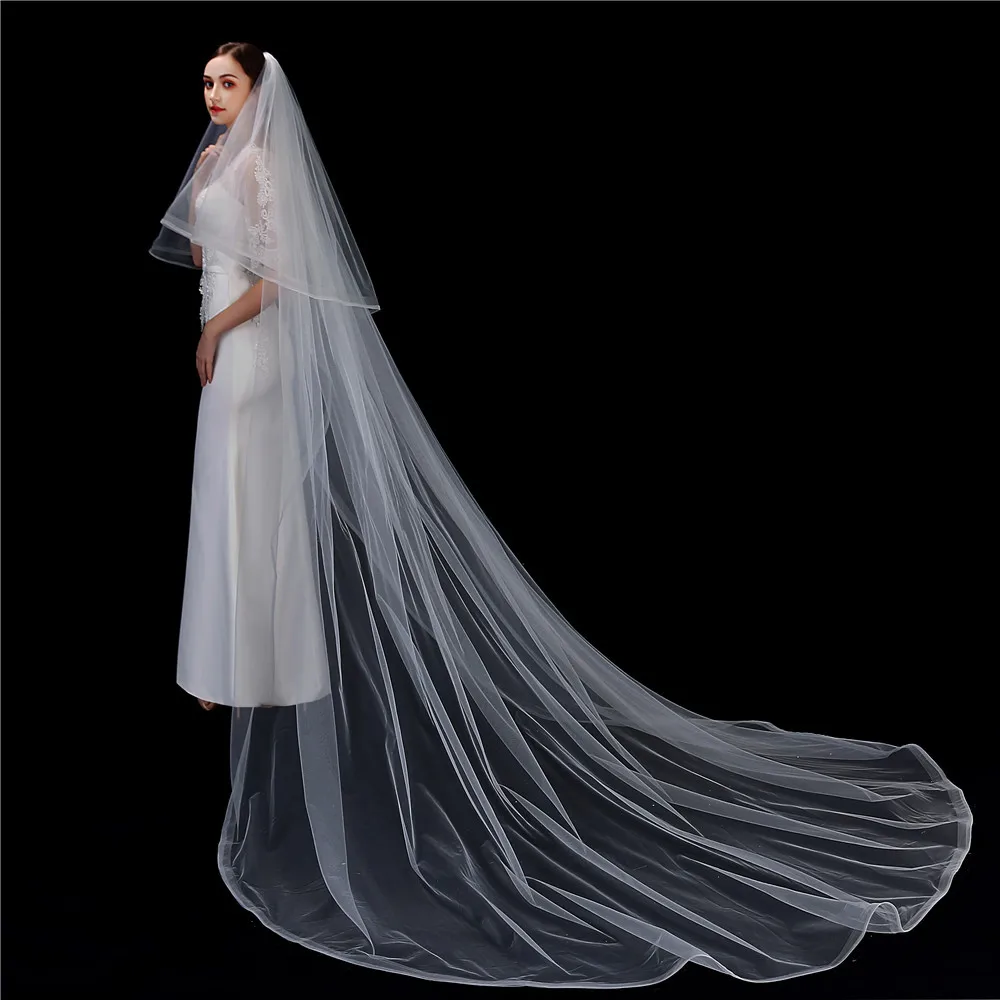 

Wedding Veil Blusher Veil 2022 New Simple Pencil Edge Two-layer Bridal Veils Voile Mariage Wedding Accessories