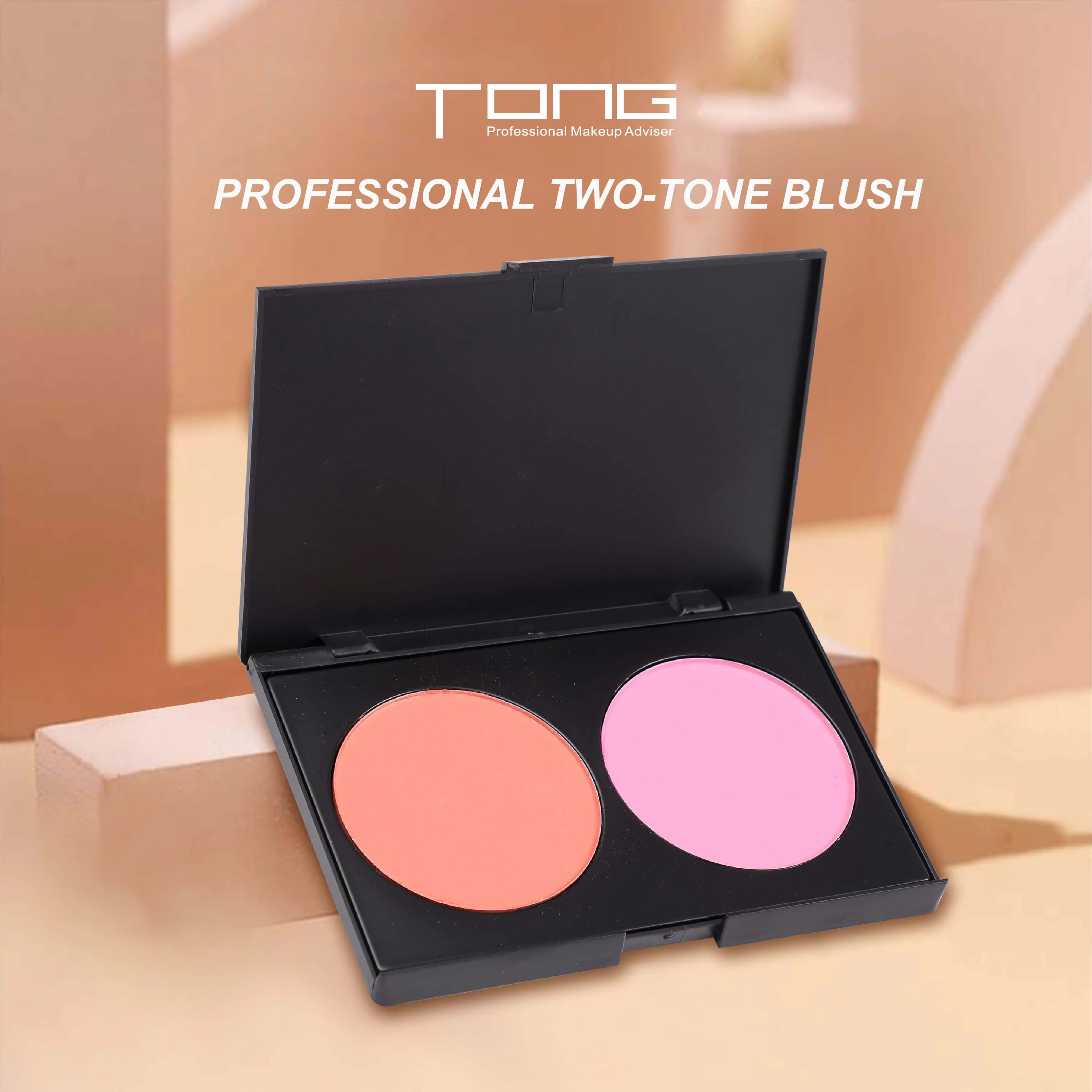 

TONG Professional Two-tone Blush,Long lasting Face Shadow Makeup,Easy To Wear Blusher Powder Rouge Palette,Natural Matte Blush