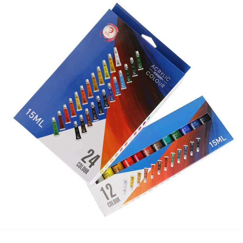 

12/24 Colors Artist Acrylic Paints 15ml Tubes Drawing Painting Pigment Hand-painted Wall Paint DIY