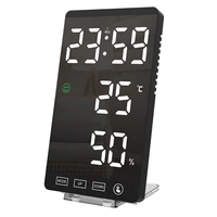 6 inch led mirror alarm clock touch button digital clock time temperature humidity display usb output port table clock