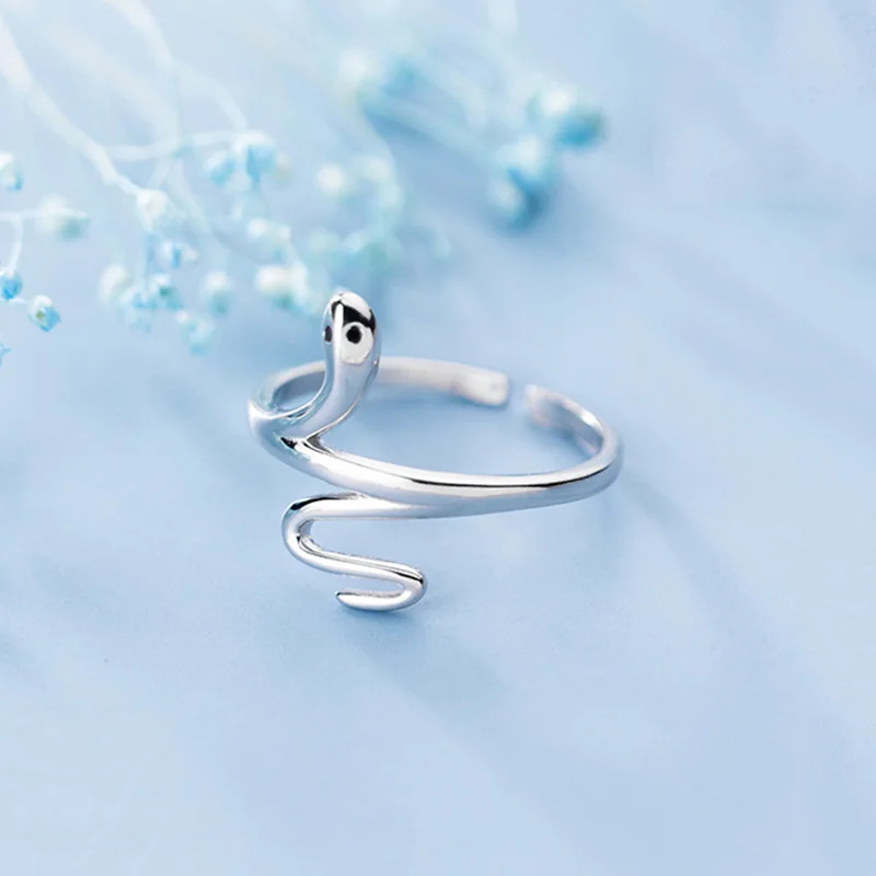 

PONYKISS Classic S925 Sterling Silver Cute Snake Animals Open Ring for Women Fine Jewelry Accessory Party Minimlist Chic Gift