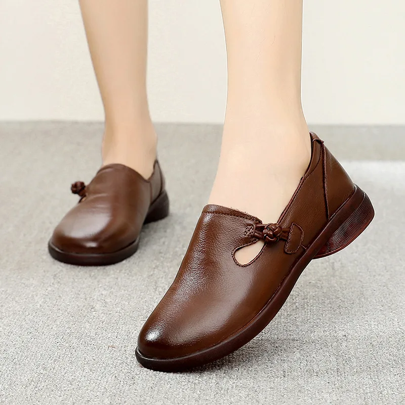 

Soft Loafers Flats Spring Ladies Genuine Leather Handmade Shoes Women Slip On Flat Shoes For Woman 2021 Autumn Large Size 41