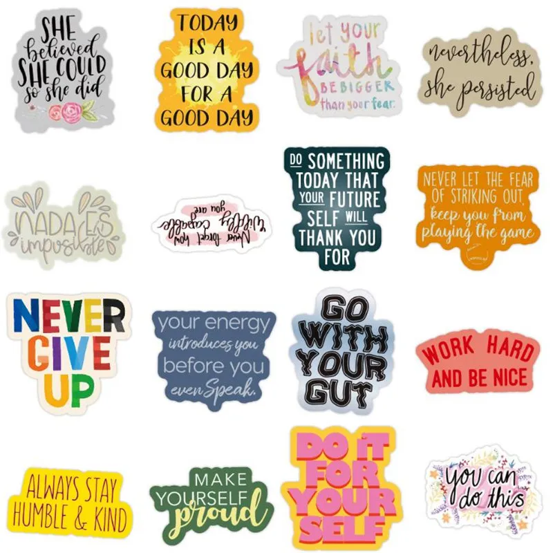 

10/30/50PCS Inspirational English Alphabet Cartoon Graffiti Laptop Skateboard Guitar Waterproof Sticker Decoration Wholesale
