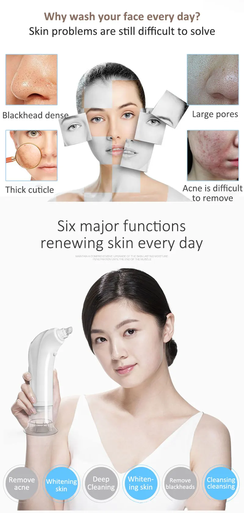 SWOISS Black Point Vacuum Pore Cleaner Face Detox Bubble Rechargeable Washer Electric Blackhead Remover Cleansing Instrument