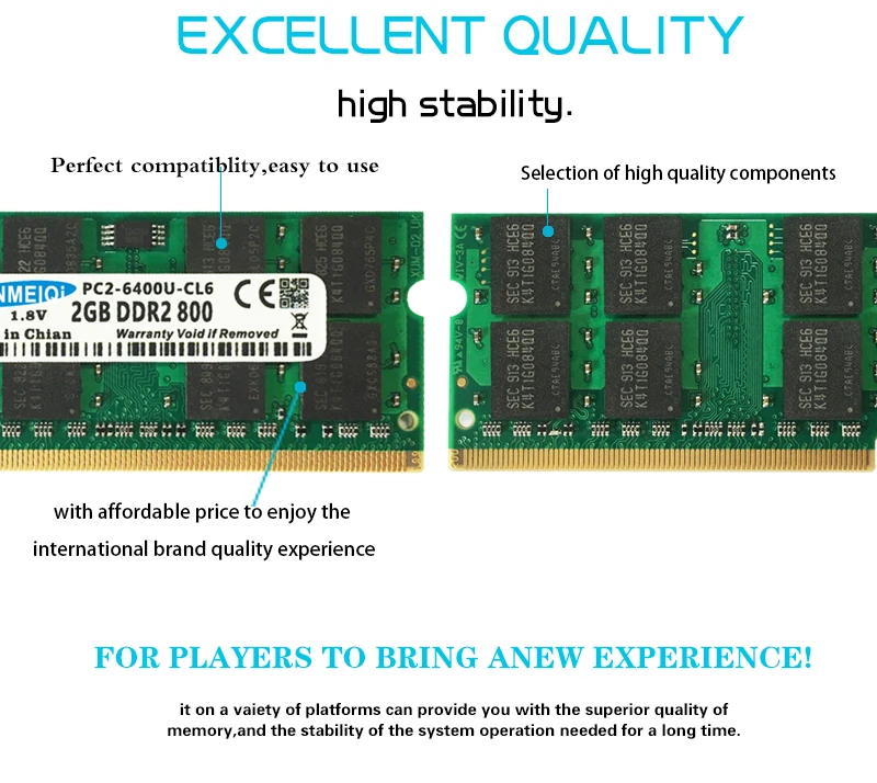 Kanmeiqi DDR2 4 Гб(2 шт. X2GB) PC2-6400 800 МГц 533/667 МГц для ноутбука SO-DIMM памяти Оперативная память 200pin 1,8 V