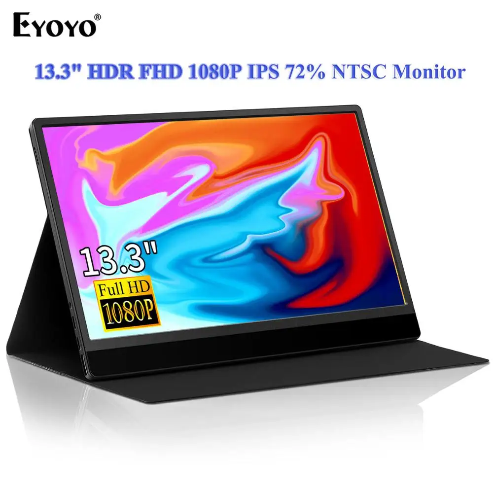 Портативный игровой монитор Eyoyo EM13R IPS HDR HDMI USB C 72% NTSC ЖК экран 13 3 дюйма 1080P второй