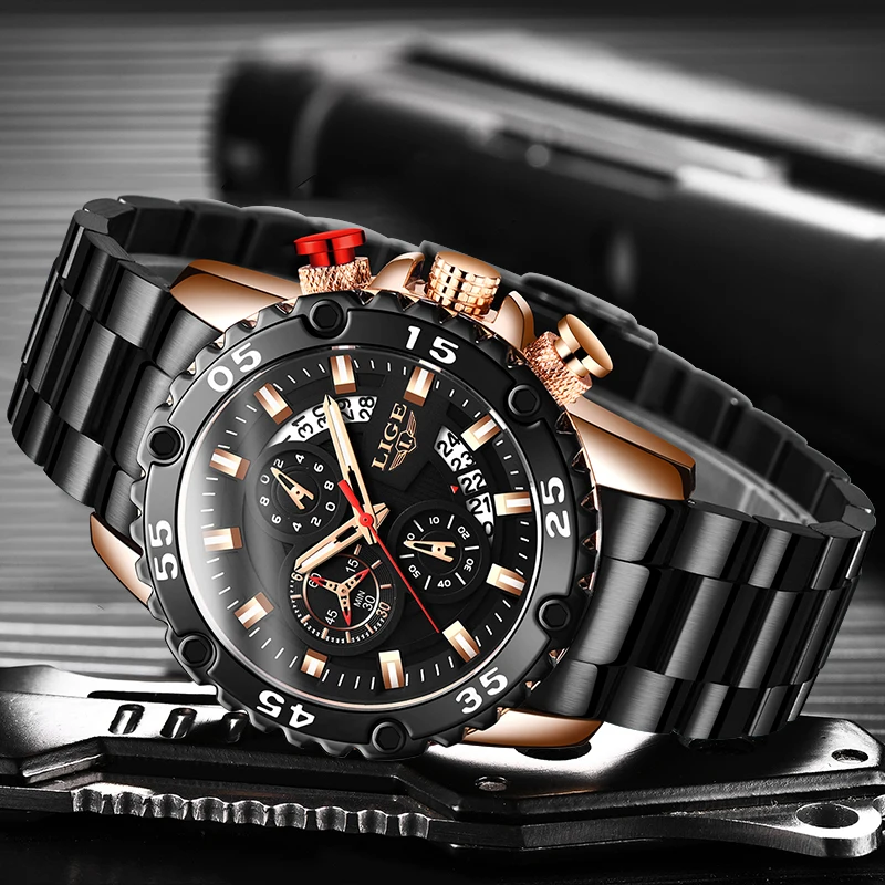 

LIGE Top Brand Luxury Fashion Mens Watch Men Sport Waterproof Quartz Watches Men All Steel Army Military Watch Relogio Masculino