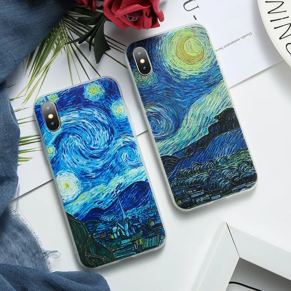 Чехол KISSCASE 3D для iPhone 6 6S 5 5S Se Van Gogh мягкий чехол X XS Max XR 7 8 Plus 6|Бамперы| |