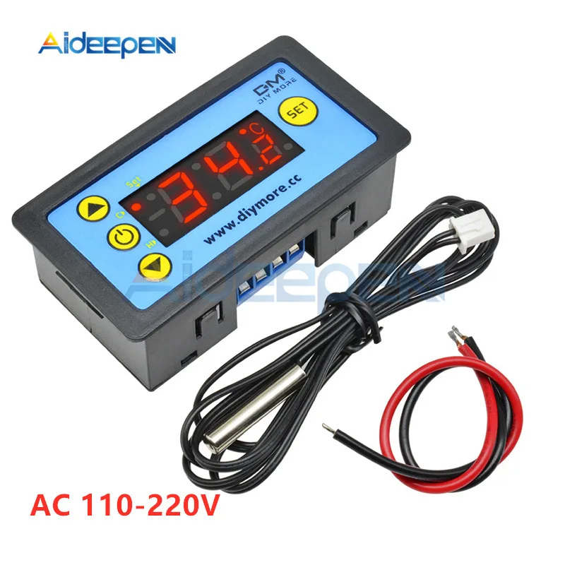 DC 12 V/24 V AC 110-220V W3231 светодиодный одинарный/двойной Дисплей цифровой Температура Управление; термостат Управление с NTC Сенсор зонд - Цвет: Single AC 110-220V