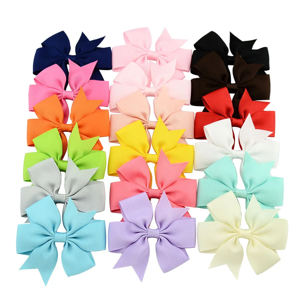 

5 Pcs Solid Color Grosgrain Ribbon Hair Bow Hairclip For Kids GirlS Hairpins Boutique Hairclips Hair Accessories With Clip