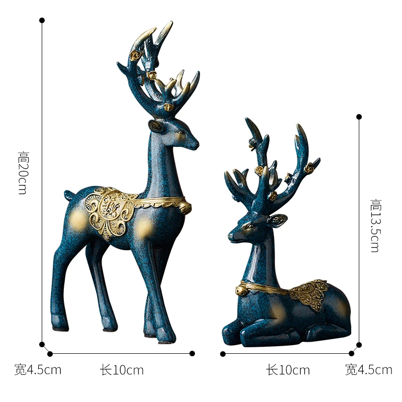 

Resin Deer elk Figurine Statue Animal Crafts Home Living Room Decor Accessories Modern Desktop Ornament Creative Sculpture Gifts