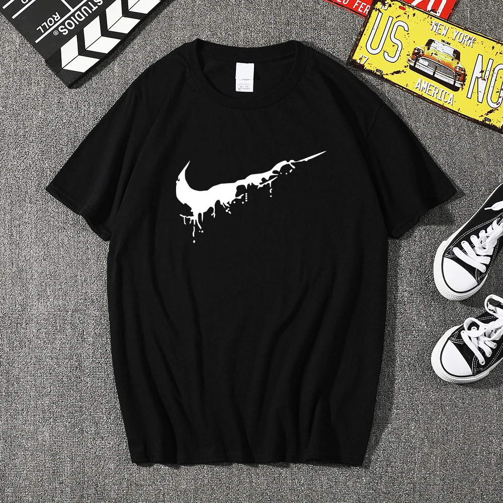 Новейшая летняя мужская футболка модная брендовая хлопковая Футболка с