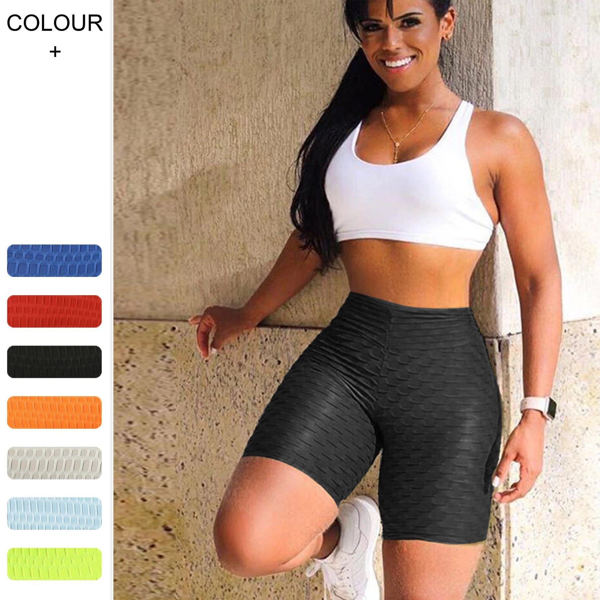 

Textured Anti Cellulite Leggings Skinny Women Booty Scrunch Bum Cycling Shorts Gym Wear Fitness Yoga High Waisted Sport Workout