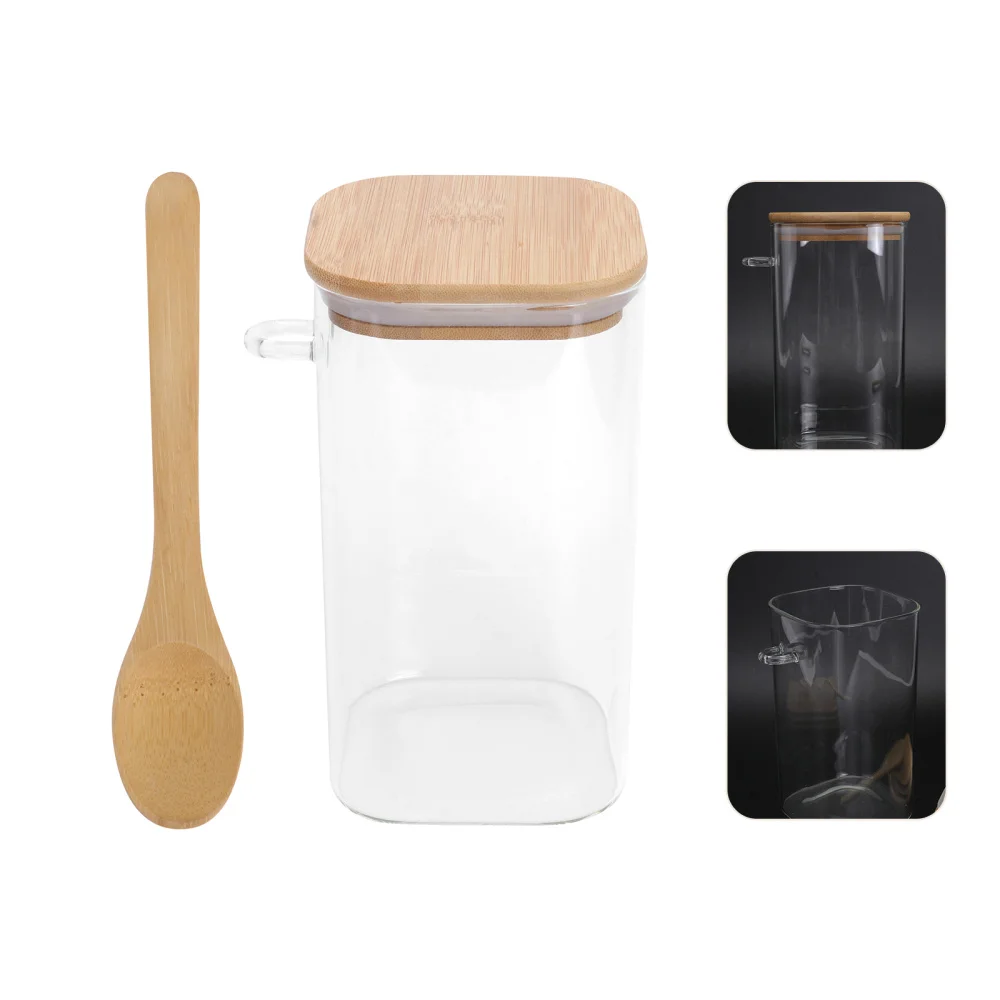 1 Набор банка для пищевых продуктов деревянная ложка стеклянная кухонная