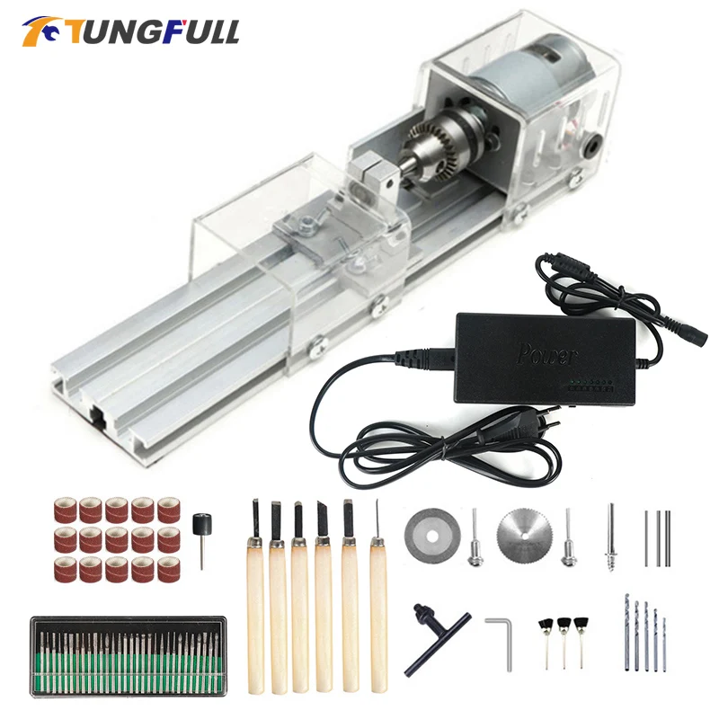 

Mini Beads Machine Miniature Lathe Woodworking DIY Lathe Standard Set Polishing Drill Rotary Tool Buddha Pearl Lathe