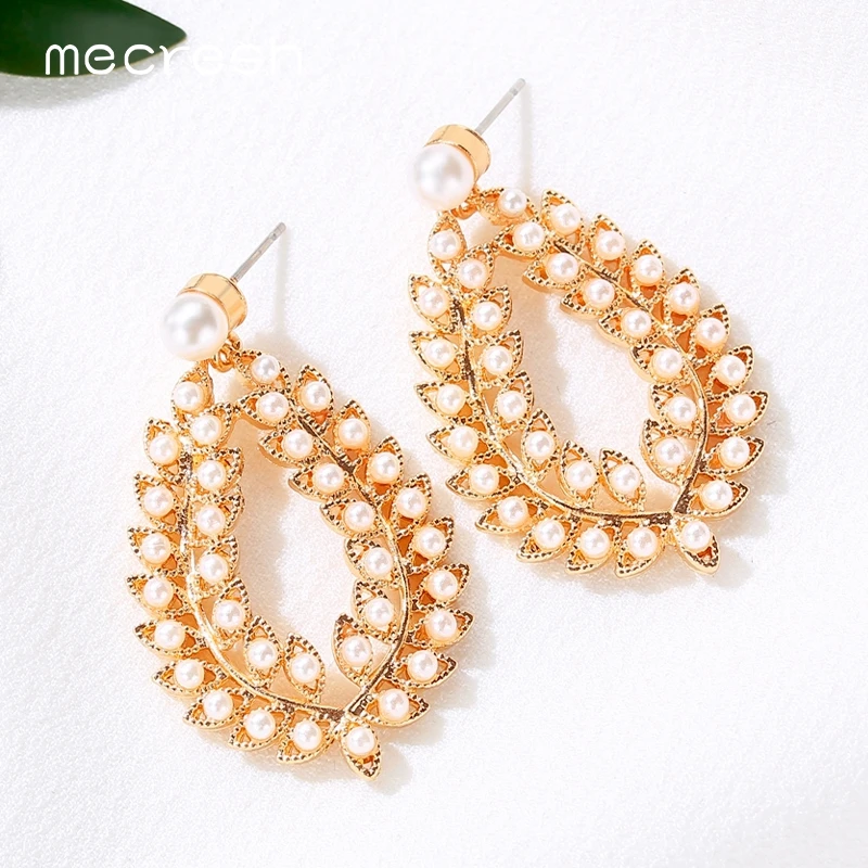 Mecresh трендовые имитация жемчуга длинные серьги в форме слезы корейский