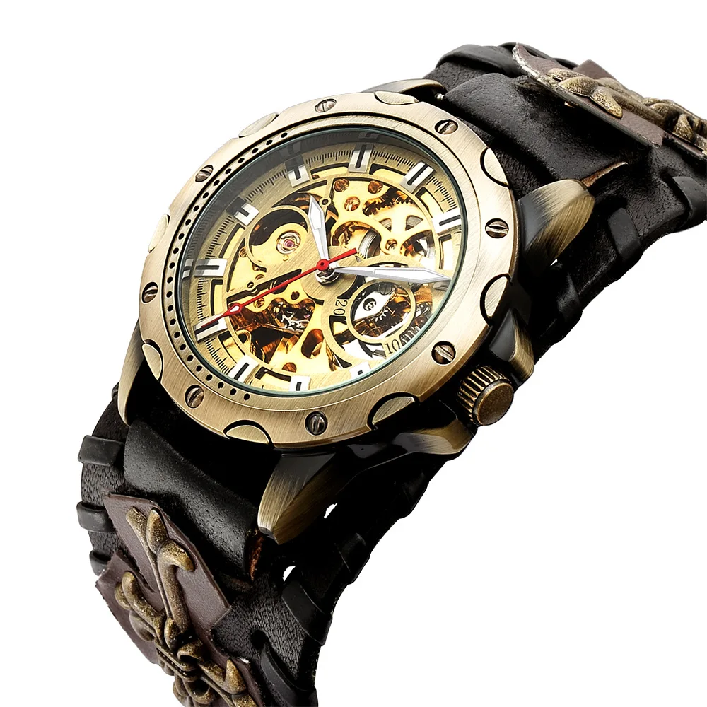 

New Men's Watch European and American Style Punk Watch Fashion Casual Hollow Mechanical Automatic Automatic Mechanical Watch