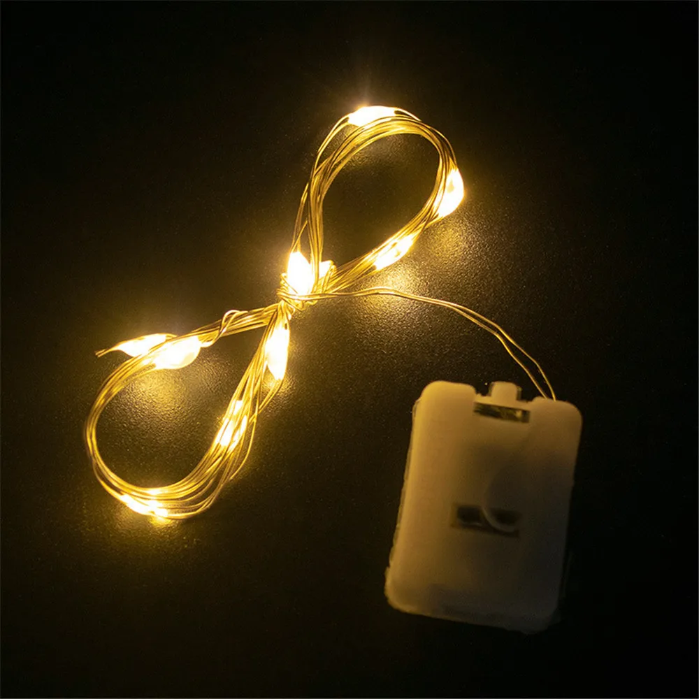 10Pcs 1M 2M Fairy Lights Copper Wire LED String lights Flashing Holiday lighting For Christmas Garland Wedding Party Decoration