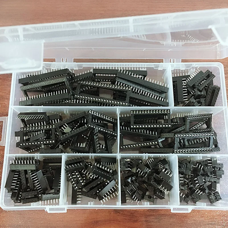 150 шт. 2 54 мм Шаг DIP IC гнездо адаптера Комплект классификации 6 8 14 16 18 24 28 40 Pin
