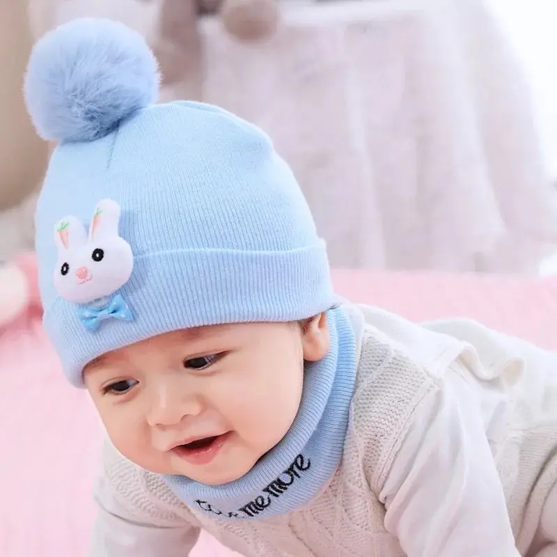 

2Pcs Baby Hat Scarf Set Bear Cat Warm Knitted Baby Winter Hat Cap Bonnet Kids Hat Boy Girl Caps Boys Girls Crochet Beanie Autumn