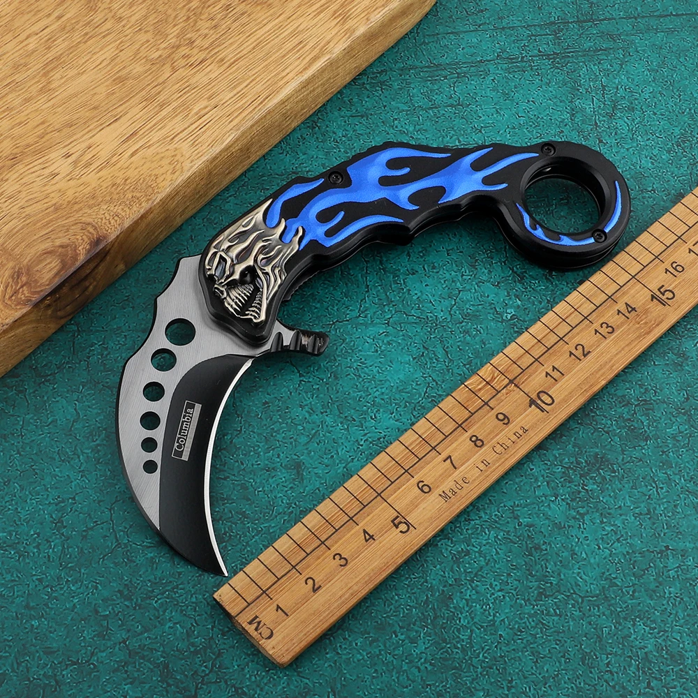 

Skeleton Folding Claw Knife Outdoor Camping Jungle Survival Fighting Karambi Hunting Claw Knife Pocket Rescue EDC Tool