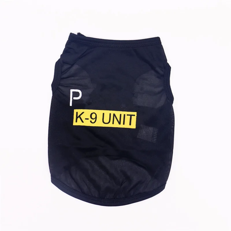 

Police Suit Cosplay Dog Clothes Black Elastic Vest Puppy T-Shirt Coat Accessories Apparel Costumes Pet Clothes for Dogs Cats