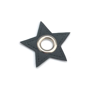 Black nickle eyelet 30 шт./лот, звезда, черный/коричневый цвет, искусственная кожа, пришитые значки, нашивки, этикетки+ Внутренние 8 мм Металлические латунные люверсы, люверсы - Цвет: Black nickle eyelet