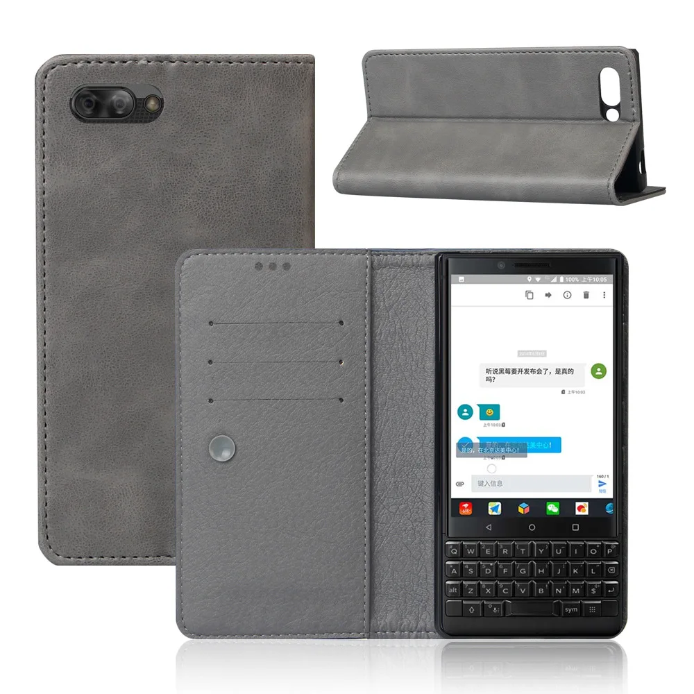 Для Blackberry KEYone чехол бизнес флип чехол-кошелек для Blackberry KeyOne из искусственной кожи тонкий телефон Fundas модный