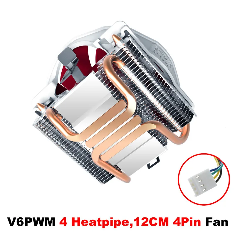 En-Labs тихий кулер для процессора с 100 мм PWM 4pin вентилятором для Intel LGA775/LGA1155/LGA1156, AMD Socket 754/939/AM2/AM2+/AM3/FM1/FM2 - Цвет лезвия: V6PWM -12CM-4Pipe