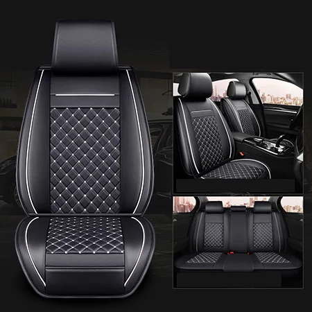 Black White Standard Передний+ задний) роскошные кожаные сиденья 4 сезон для peugeot 205 206 207 2008 3008 301 306 307 308 405 406 407 автомобиля - Название цвета: Black White Standard