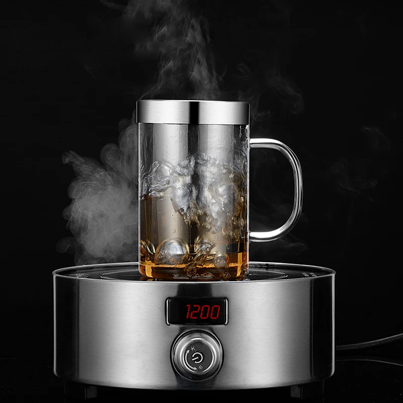 Curge Стекло Чай Кубок кружки с крышкой Чай Infuser стеклянный, с двойными стенками чашка для Кофе бутылка-термос для стакан для воды Стекло бутылка для воды