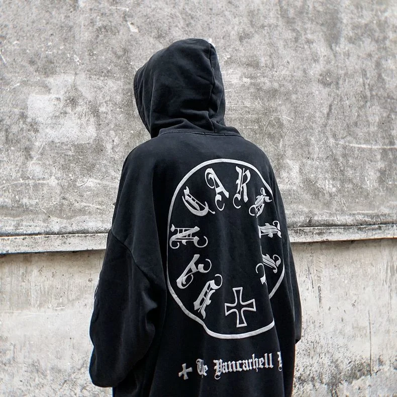 Фото Свитшот мужской с санскритом уличная одежда в стиле хип-хоп принтом виде креста