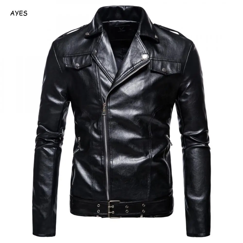 

Men'S Pu Leather Jacket 2020 Men Solid Zipper Punk Jackets Autumn Slim Black Leather Coat Bomber Male Motorcycle Coats Plus 5XL