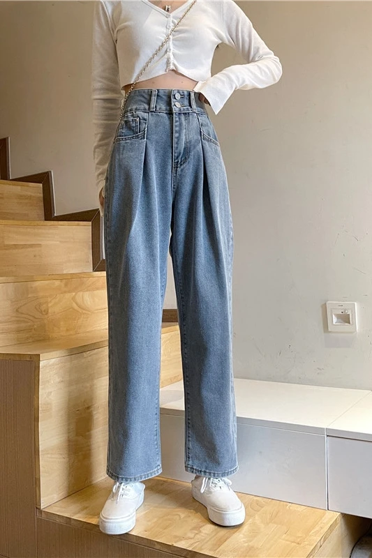 

Spring and summer new women straight drag pants high waist show thin loose trousers