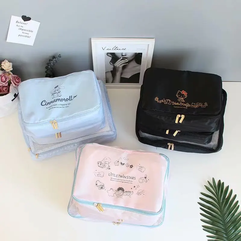 Hello Kitty KT cute cartoon travel clothing sub pack storage bag three piece set | Дом и сад