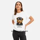 Минималистичная женская футболка с графическим рисунком, топ с коротким рукавом и мишкой Тедди в стиле Харадзюку, Повседневная футболка с круглым вырезом