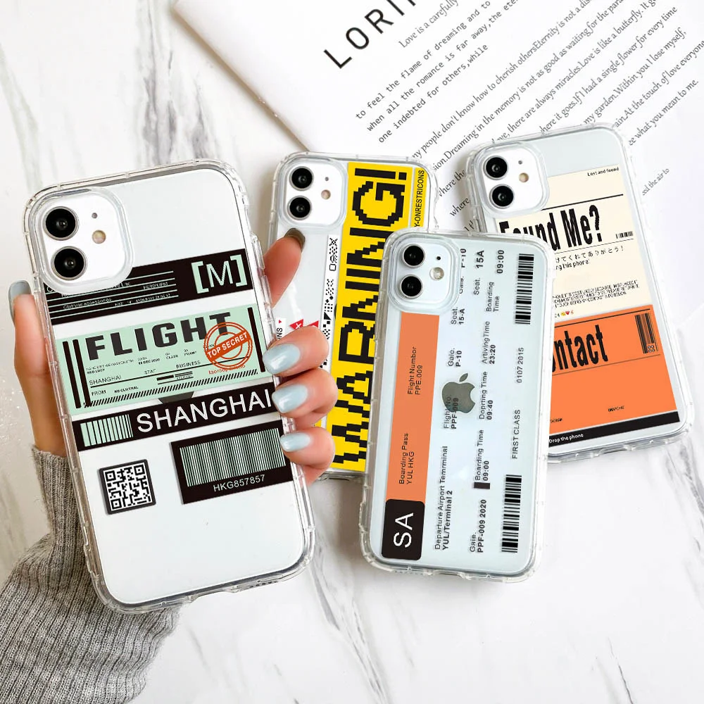 For iPhone 13 Pro Max Case Stamp Label Barcode Clear Cover iPhone11 11 12 Pro Max Mini 12Pro XR X XS SE 2020 7 8 Plus 6 6s Case