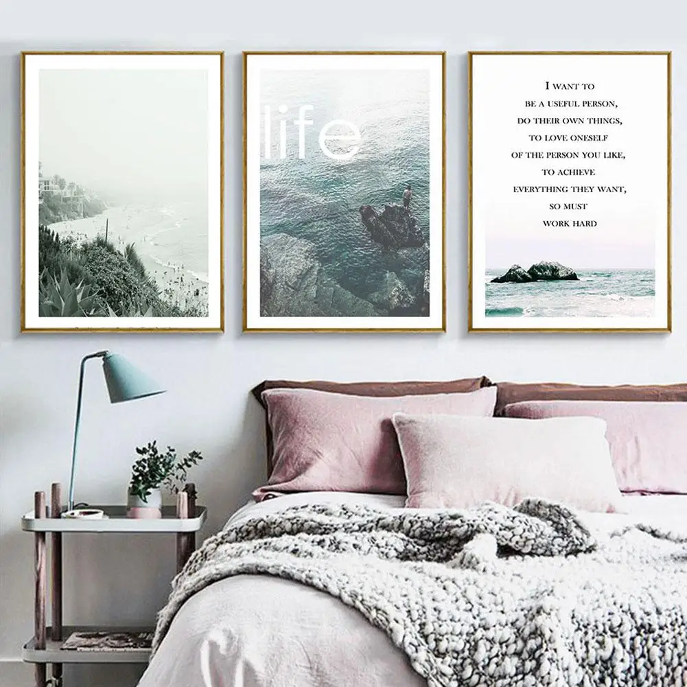 INS скандинавские пляжные декоративные картины на холсте стены искусства