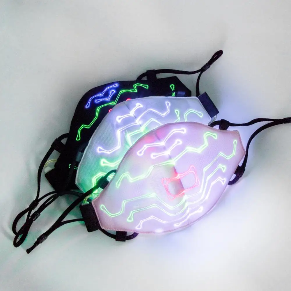 Светодиодная светящаяся маска для лица со звуковым управлением Карнавальная