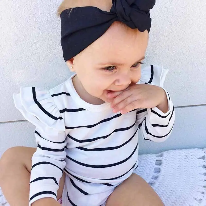 

Newest Arrival Infant Toddler Baby Boy Girls Bodysuit Striped Ruffles Jumpsuit Long Sleeve Tops Clothes Outfits Bodysuits 0-18M