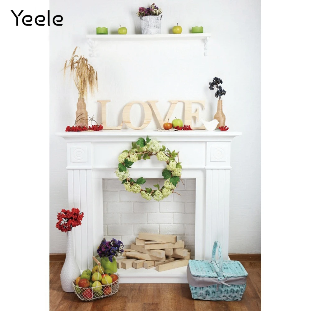 Фоны для фотосъемки Yeele с изображением белых стен полки растений камина любовных