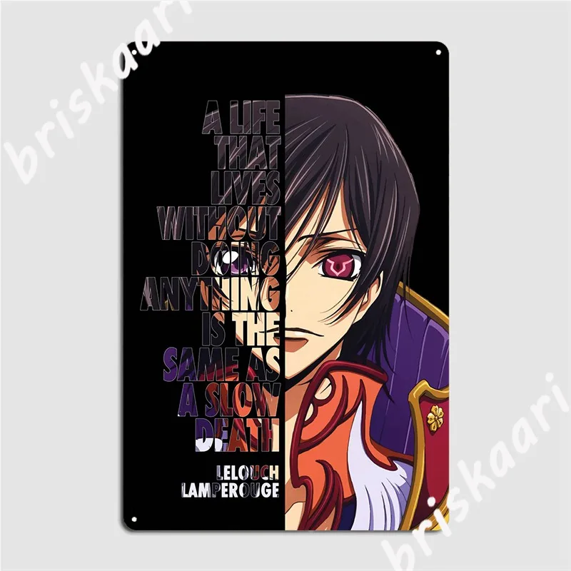 

Lelouch Lamperouge, постер с цитатой, металлический плакат, кинотеатр, гостиная, Настенный декор, печатный оловянный плакат