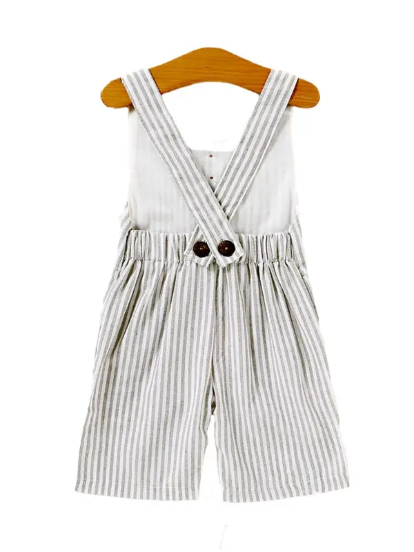 UK Infant Kids Baby Girl Boy Striped Bib Pants Romper Overalls Outfits Clothes |