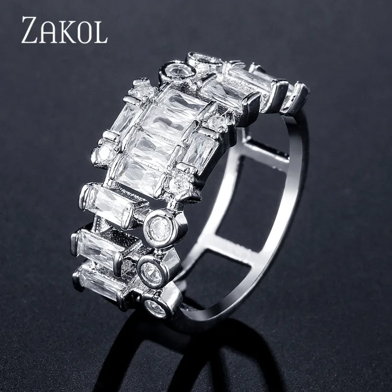 ZAKOL вечность Роскошные штабелируемые кольца для женщин фотообручальные