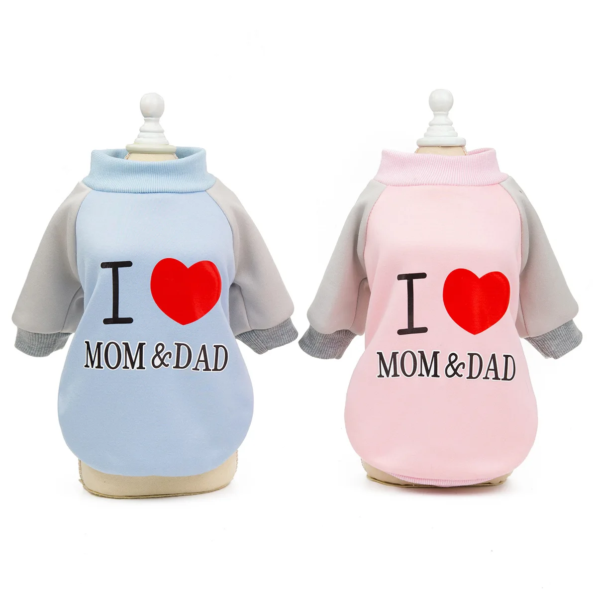 Одежда для собак маленьких средних Милая футболка с надписью I LOVE MOM &amp DAD Зимняя