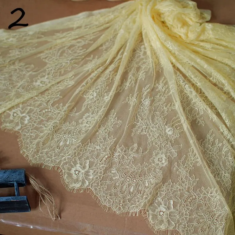 

(3m/lot) Eyelash Fabric French Sewing Fabrics Diy Exquisite Lace Chantilly Lace Wedding Dress Lace for NeedleWork