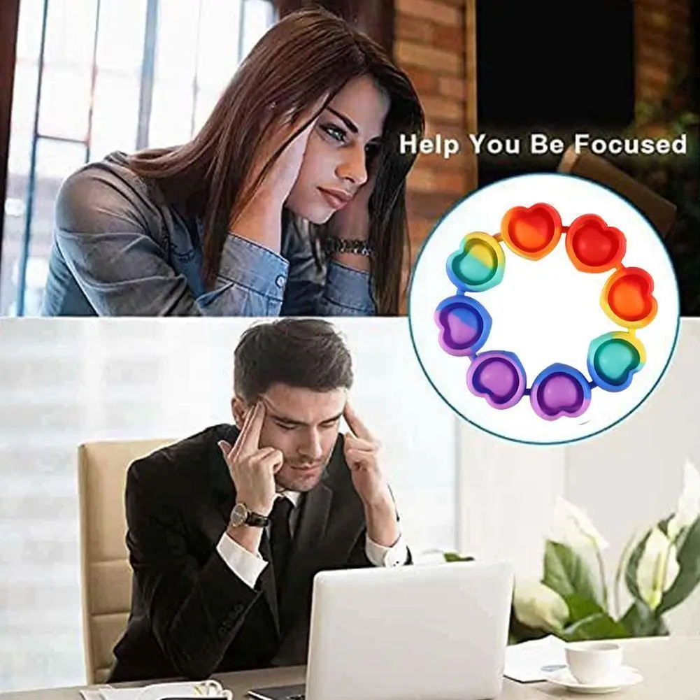 

Heart-shaped Bracelet Decompression Toys Fun Adult Gift Bracelet Decompression Pure Children Bubble Decompression Color Pre G9b8