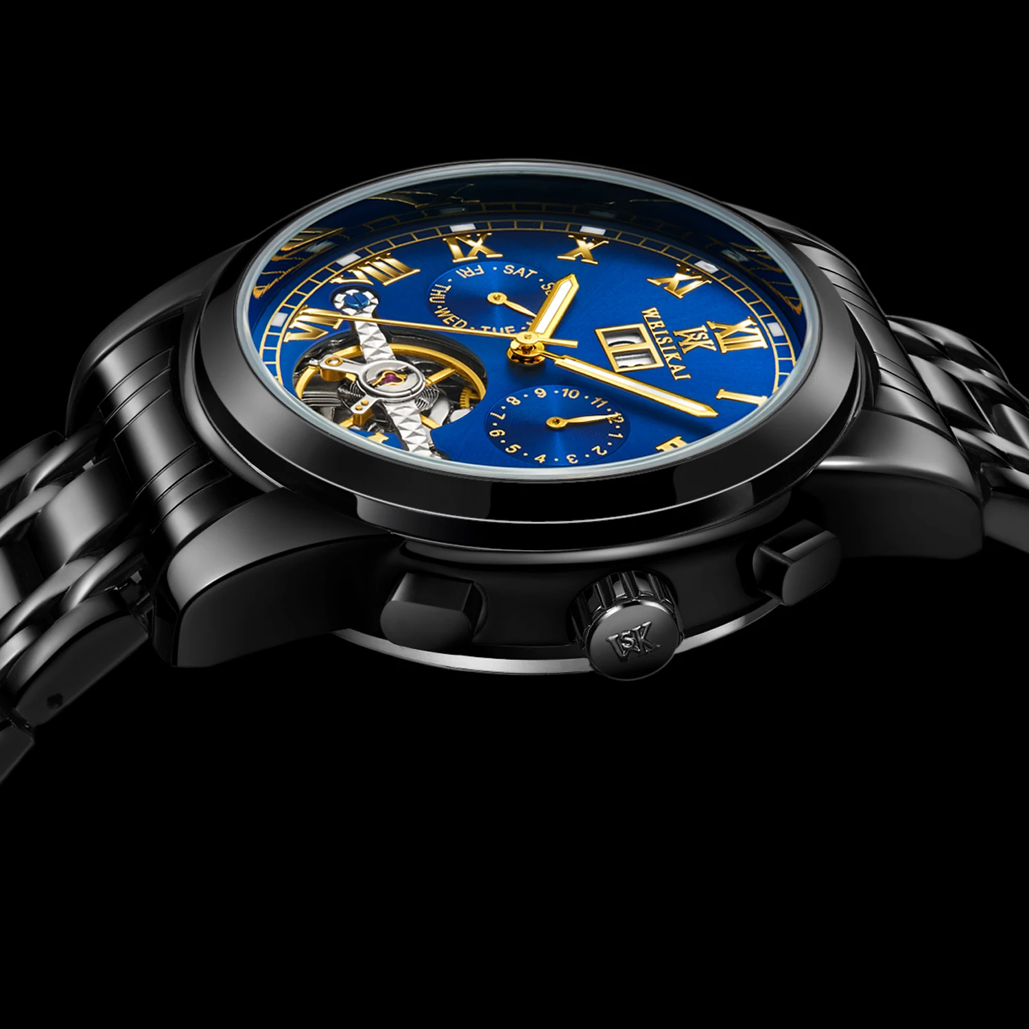 Мужские механические часы Relojes Para Hombre роскошные Брендовые Часы WEISIKAI с турбийоном